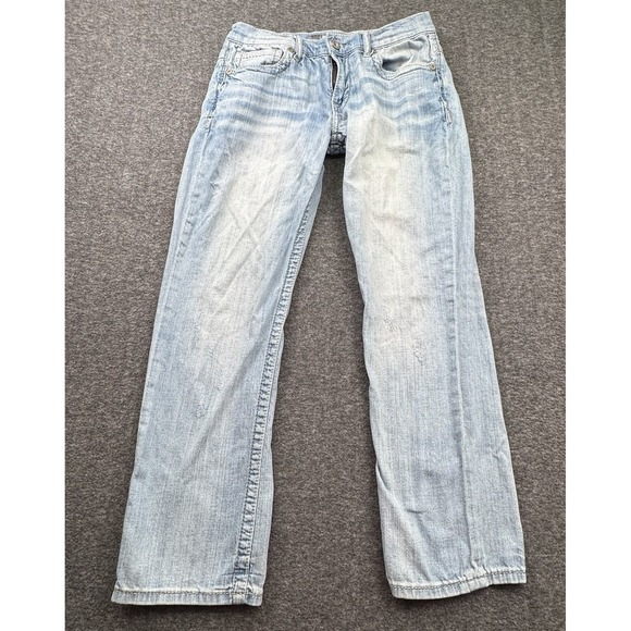 BKE Buckle Carter Straight Mens 30S 30X30 Thick Stitch Stretch Blue Denim Jeans - Picture 2 of 16